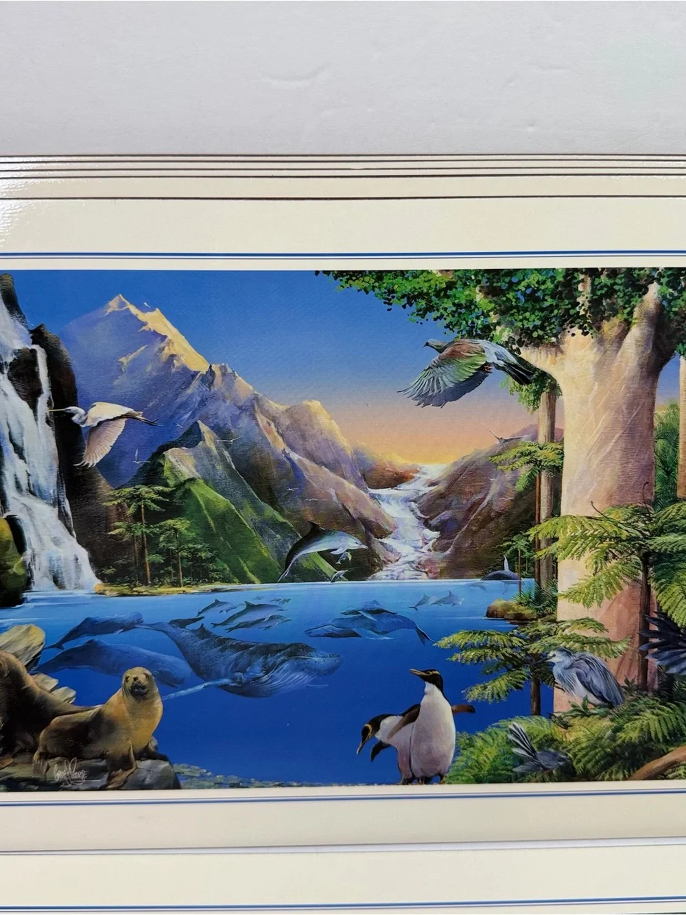 Set of 6 Coastal & Pastoral Scenic Placemats - Blue Multicolor